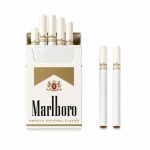 Marlboro Gold Hard Pack and Cigarette